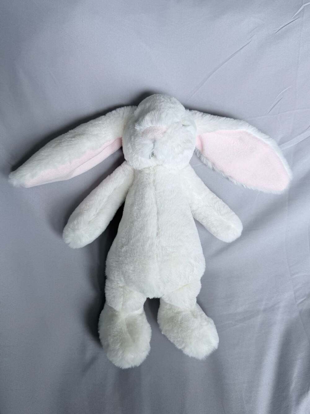 Mud Pie White Plush Bunny Rabbit Stuffed Animal Pink Ears